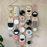 Large Pink & Grey Geometric Wall Art