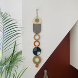 Modern Geometric Wood Wall Art | Slim Centrepiece Tapestry Decor