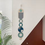 Blue Geometric Wood Wall Art | Slim-Line Tapestry Decor