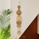 Soft Pink Geometric Wall Art | Neutral Wood Tapestry Decor