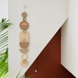 Soft Pink Geometric Wall Art | Neutral Wood Tapestry Decor