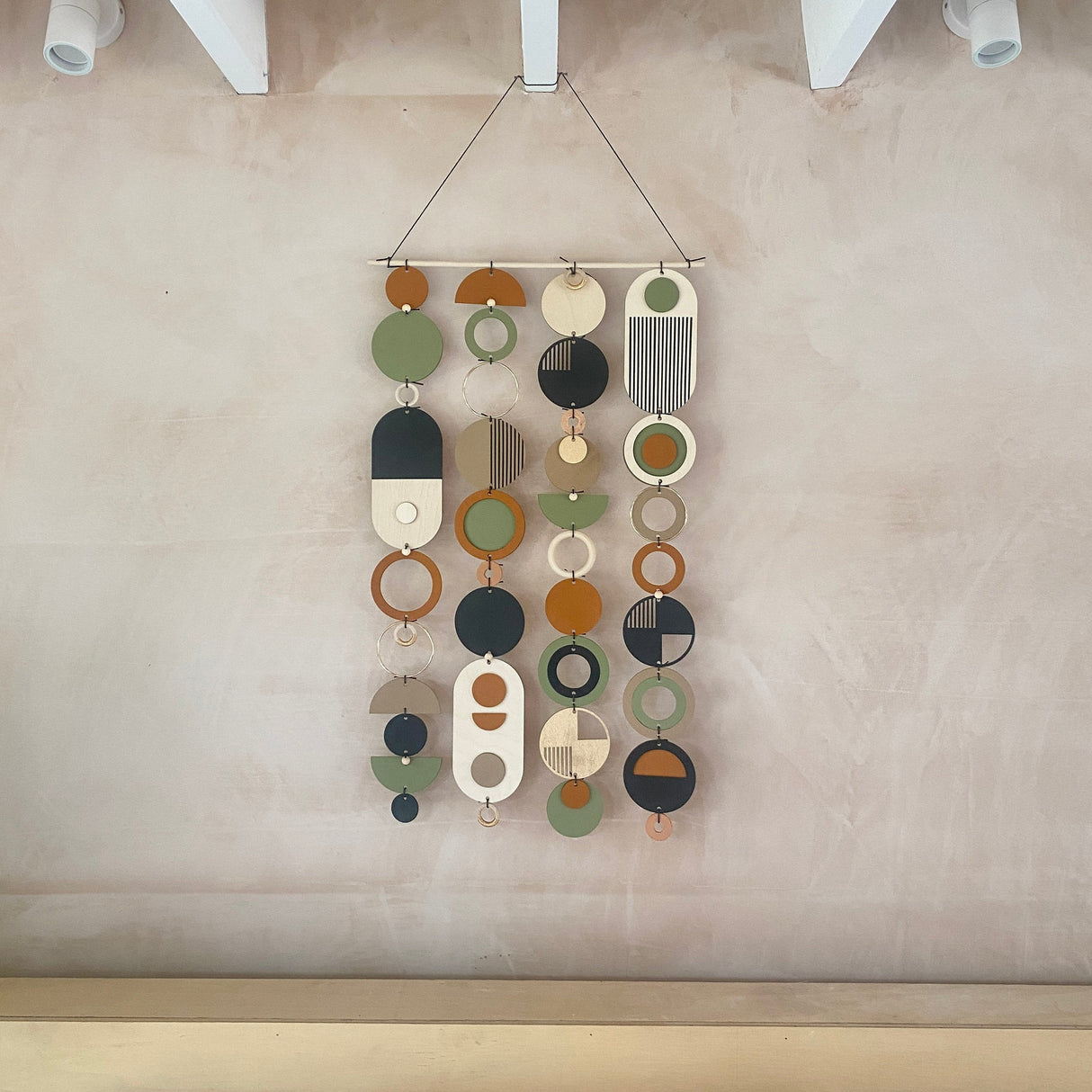 Slim Geometric Wood Wall Art | Minimal Modern Centre‑Piece Tapestry