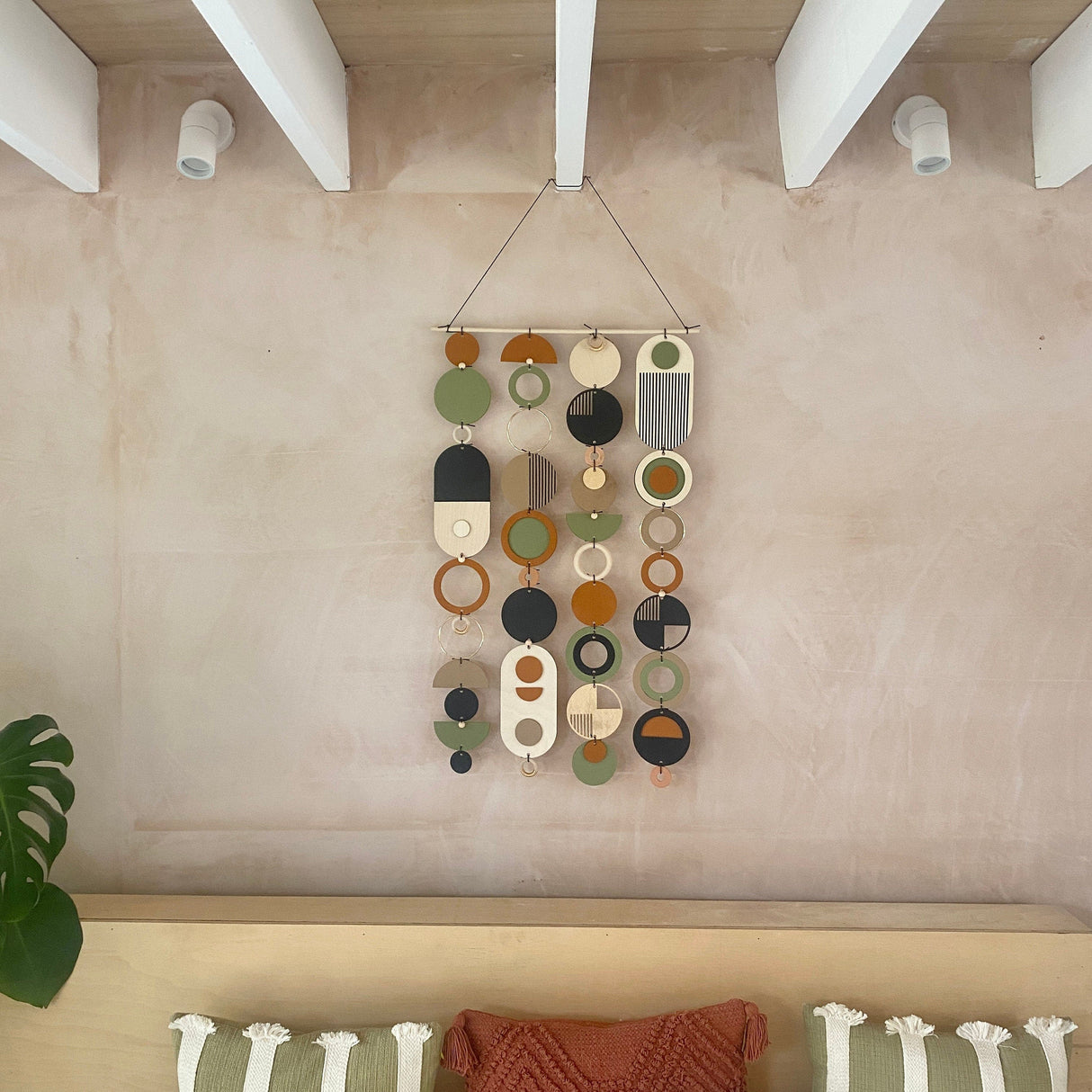 Slim Geometric Wood Wall Art | Minimal Modern Centre‑Piece Tapestry