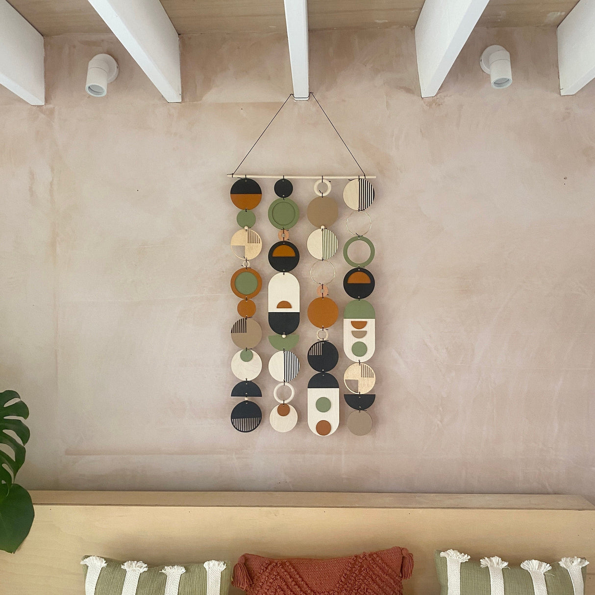 Slim Geometric Wall Art | Modern Centre Piece Wood Tapestry