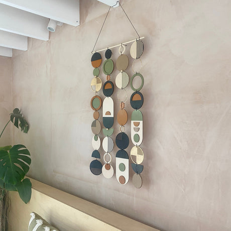 Slim Geometric Wall Art | Modern Centre Piece Wood Tapestry