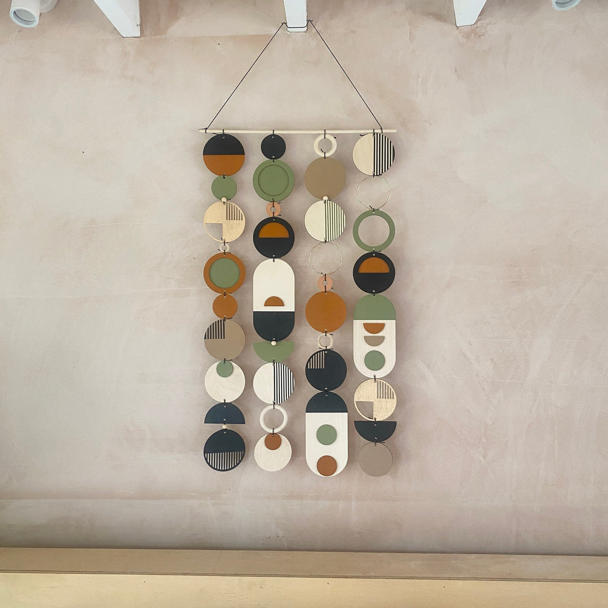 Slim Geometric Wall Art | Modern Centre Piece Wood Tapestry
