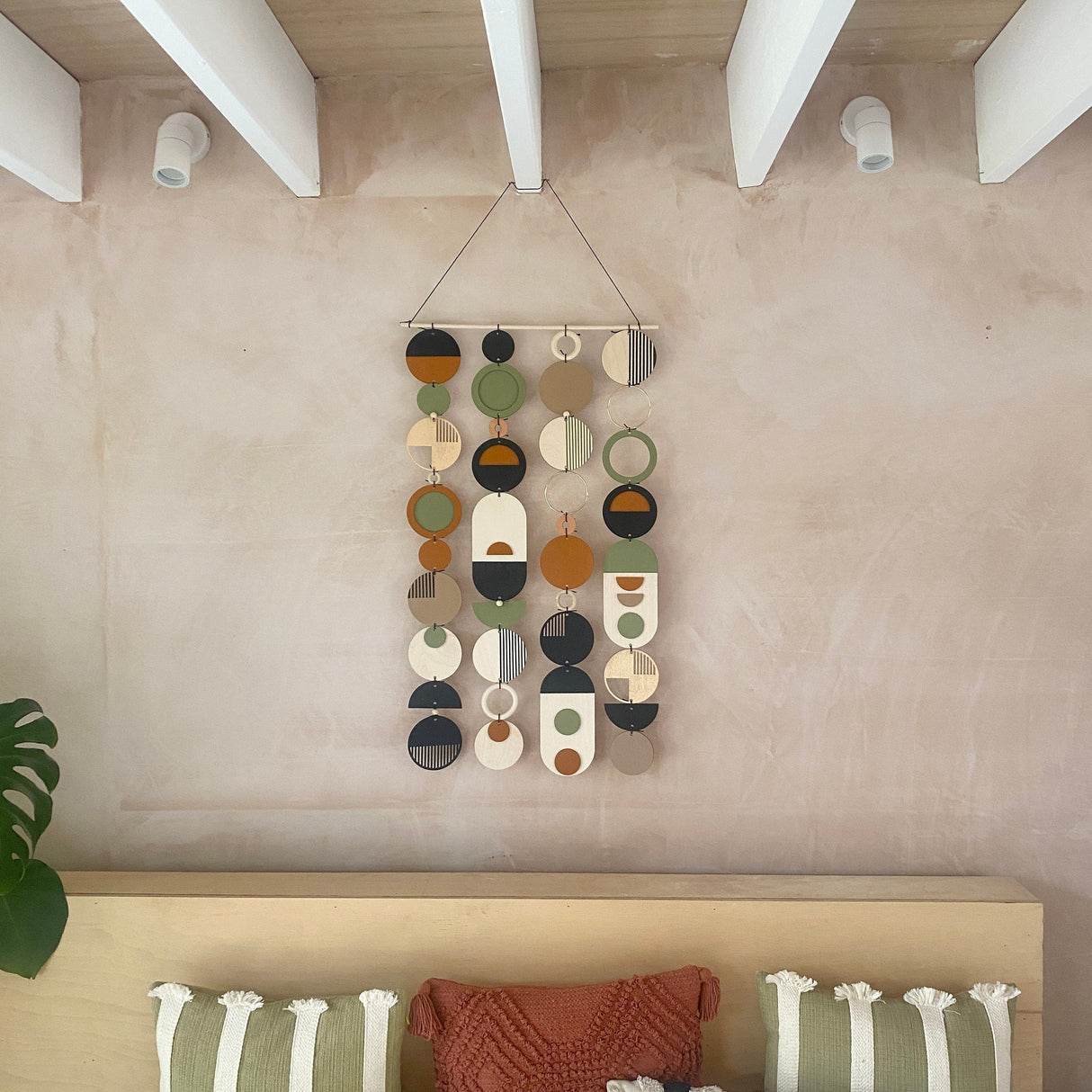 Slim Geometric Wall Art | Modern Centre Piece Wood Tapestry
