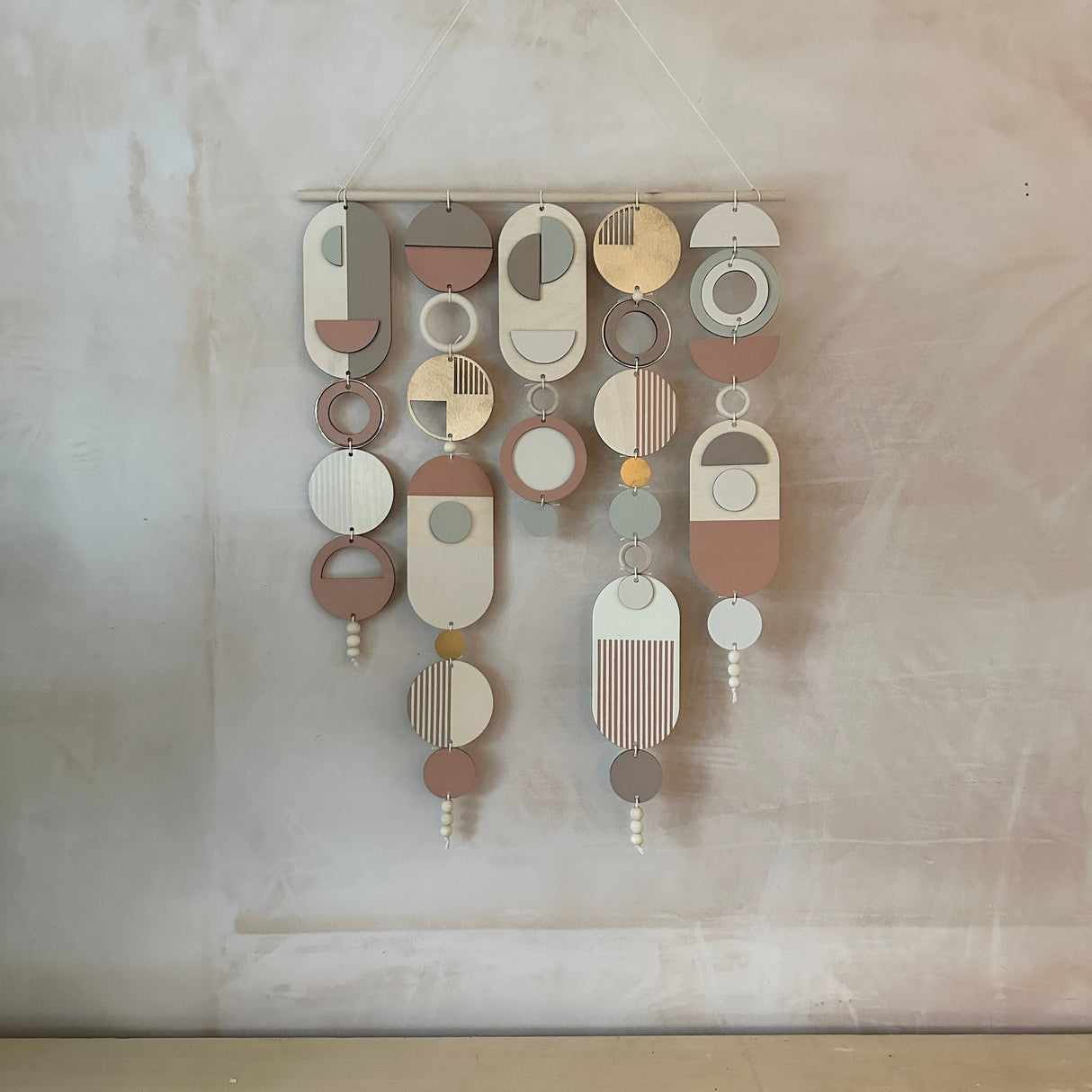 Modern Wall Art with Gold Hoop & Blush Pink Accents