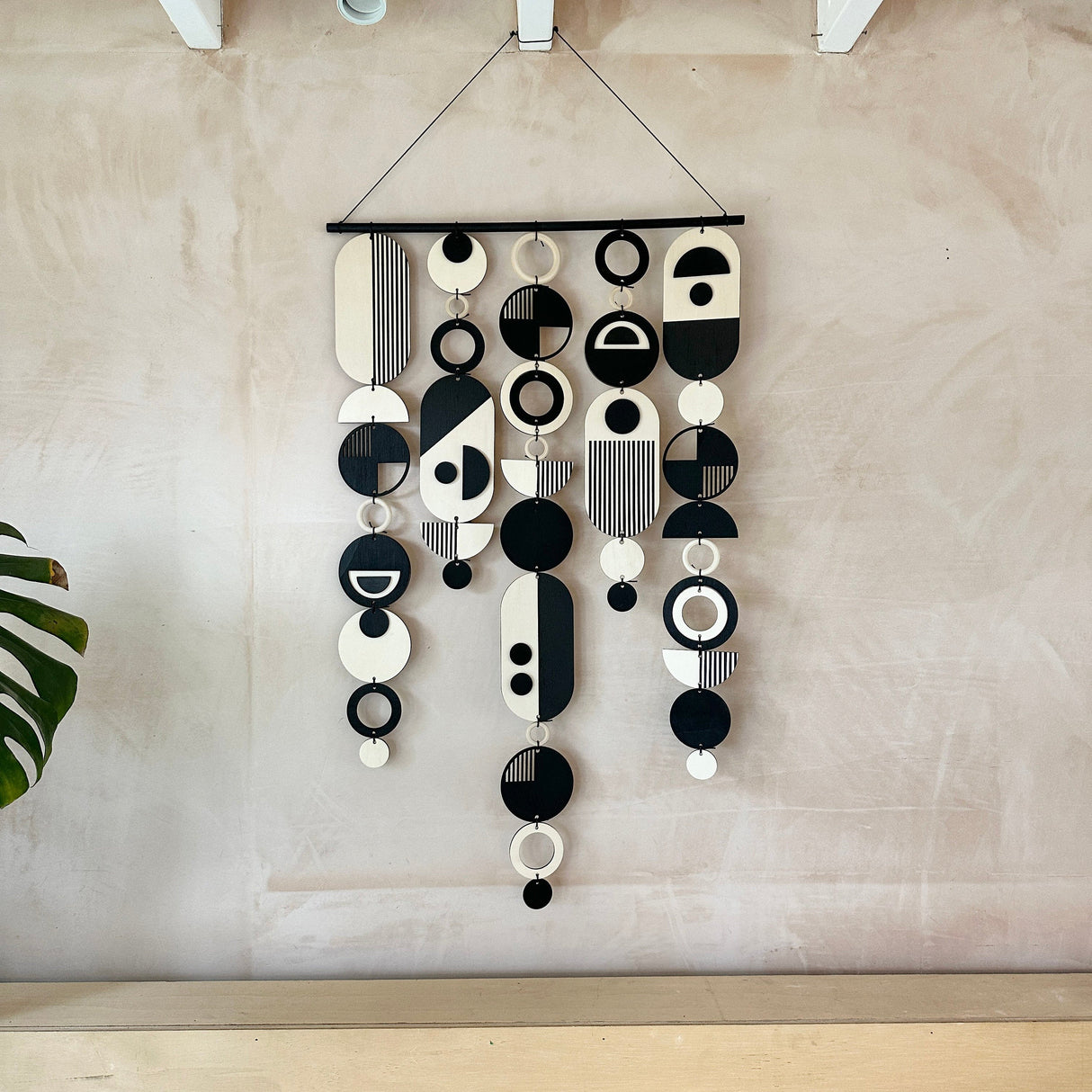 Handmade Monochrome Wooden Wall Art | Home Decor Tapestry