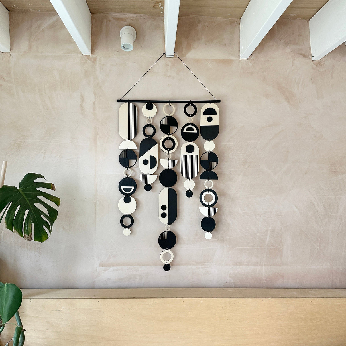 Handmade Monochrome Wooden Wall Art | Home Decor Tapestry