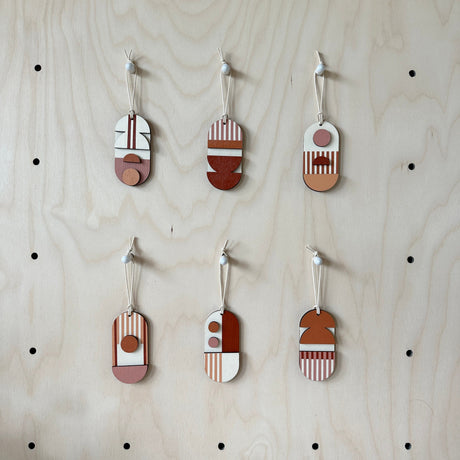 Warm Tones Small Geometric Wall Hanging – Mini Mid‑Century Wooden Art