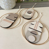 Mini Geometric Mid‑Century Wall Art | Pink & Natural Wooden Décor