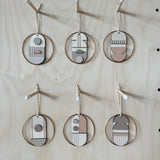 Mini Geometric Mid‑Century Wall Art | Pink & Natural Wooden Décor