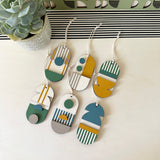 Mini Geometric Mid‑Century Green & Yellow Wall Art