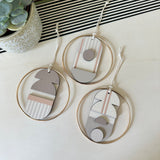 Mini Geometric Mid‑Century Wall Art | Pink & Natural Wooden Décor