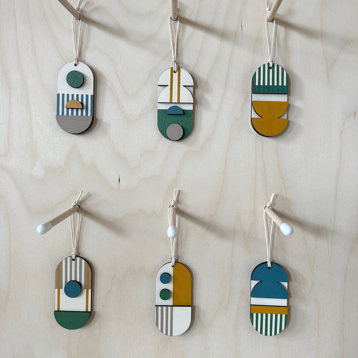 Mini Geometric Mid‑Century Green & Yellow Wall Art