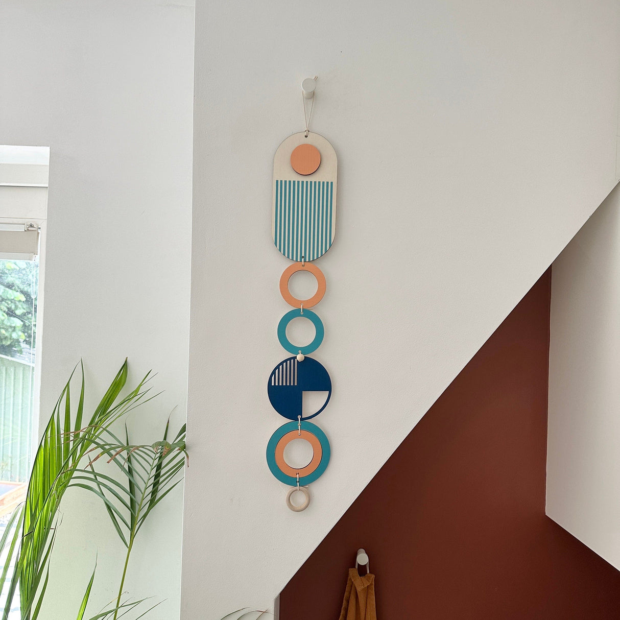 Bright Geometric Rainbow Wood Wall Art