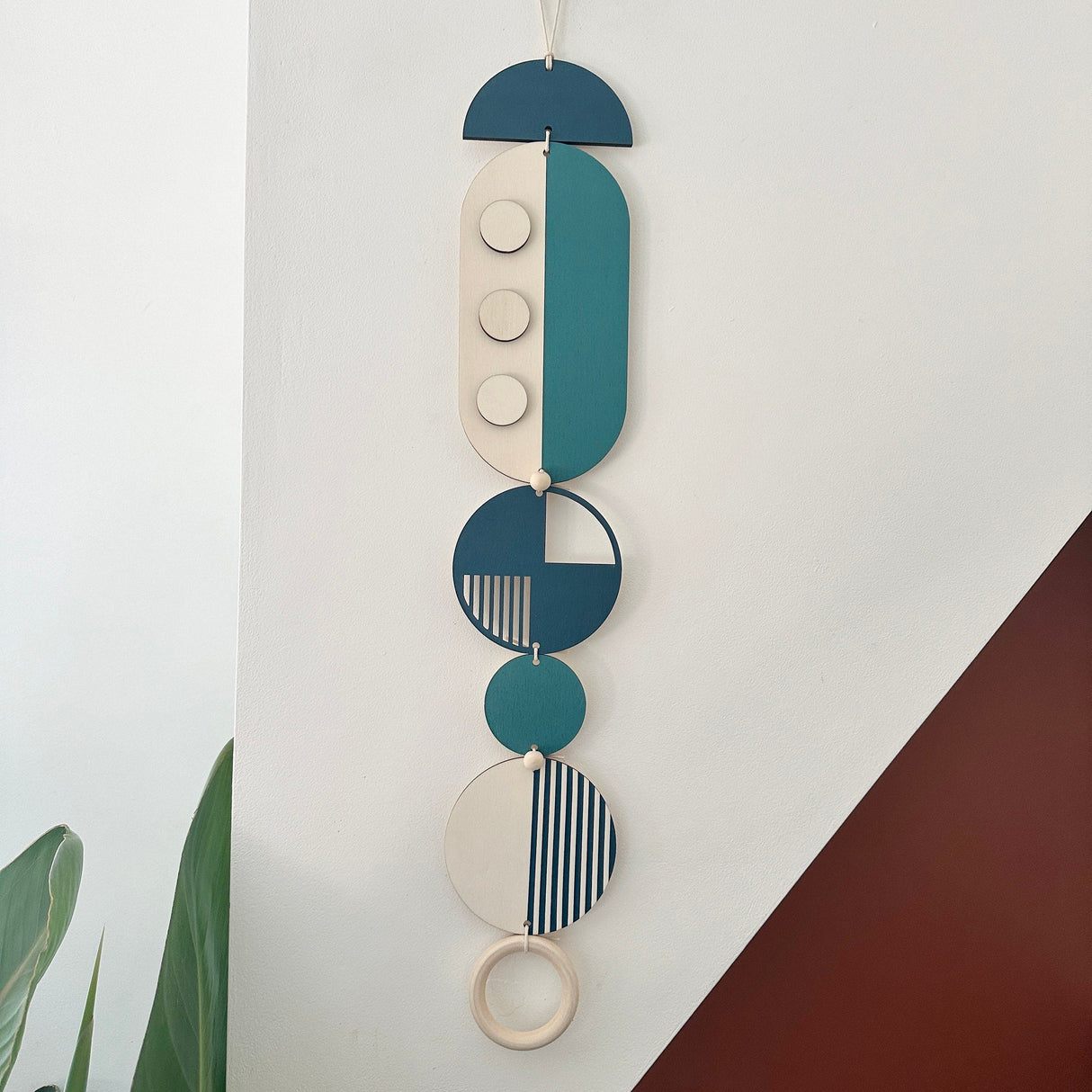 Blue Modern Wall Art - Geometric Wood Artwork