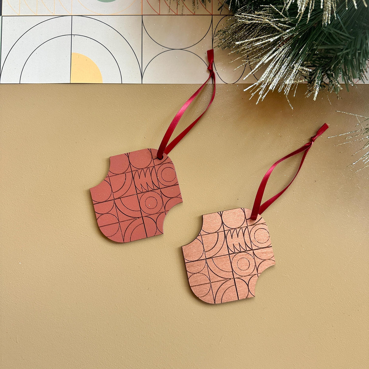 Copper Christmas Decoration Ornament Set - 19cm (7.4”) long x 8.5cm 3.3" wide