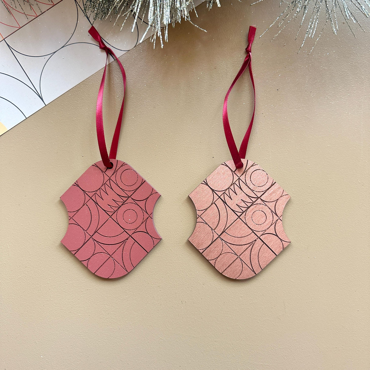 Copper Christmas Decoration Ornament Set - 19cm (7.4”) long x 8.5cm 3.3" wide