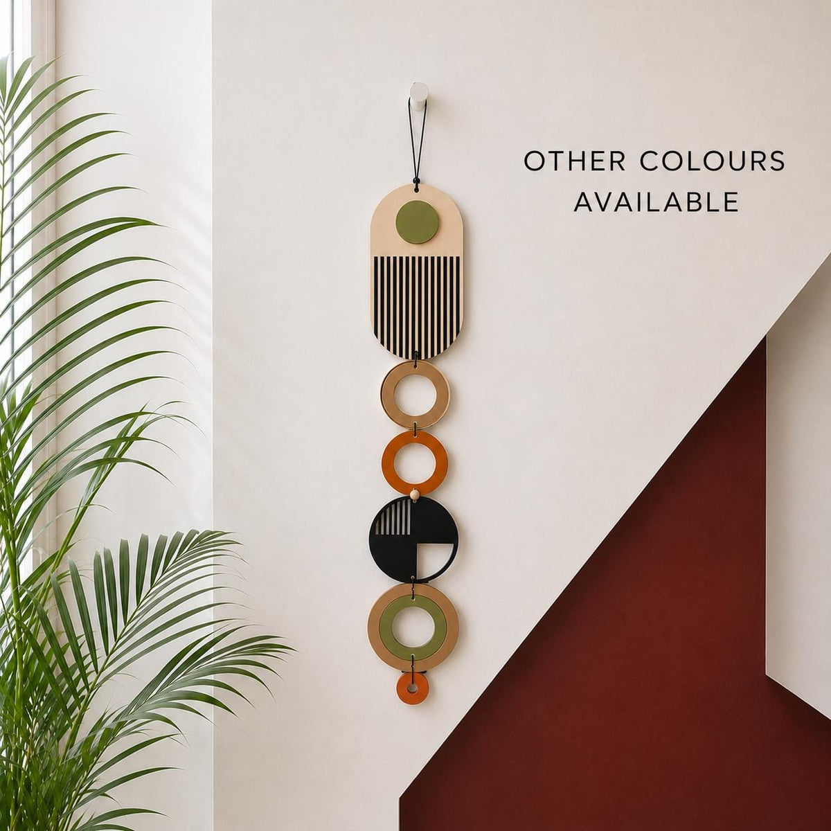 Modern Geometric Wood Wall Art | Slim Centrepiece Tapestry Decor