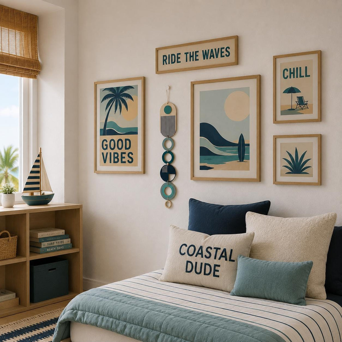 Modern Geometric Wood Wall Art | Slim Centrepiece Tapestry Decor