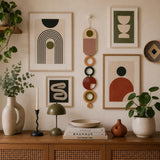Modern Geometric Wood Wall Art | Slim Centrepiece Tapestry Decor