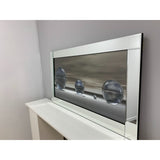 Pagazzi Metallic Silver Liquid Art with Mirrored Frame - 67x117cm