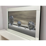 Pagazzi Metallic Silver Liquid Art with Mirrored Frame - 67x117cm