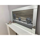 Pagazzi Metallic Silver Liquid Art with Mirrored Frame - 67x117cm