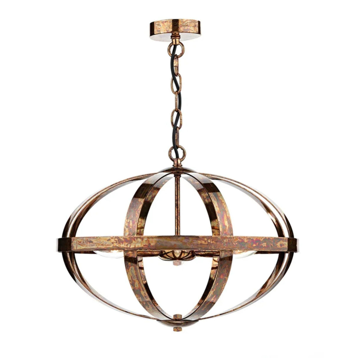 Pagazzi Inga 3 Light Petrol Copper Pendant Ceiling Light