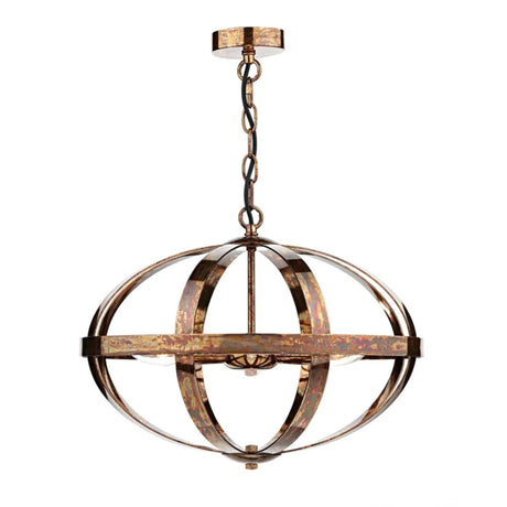 Pagazzi Inga 3 Light Petrol Copper Pendant Ceiling Light