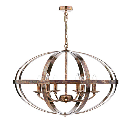 Pagazzi Inga 6 Light Petrol Copper Pendant Ceiling Light
