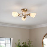 Pagazzi Jaco 3-Light Semi-Flush Antique Brass Ceiling Light