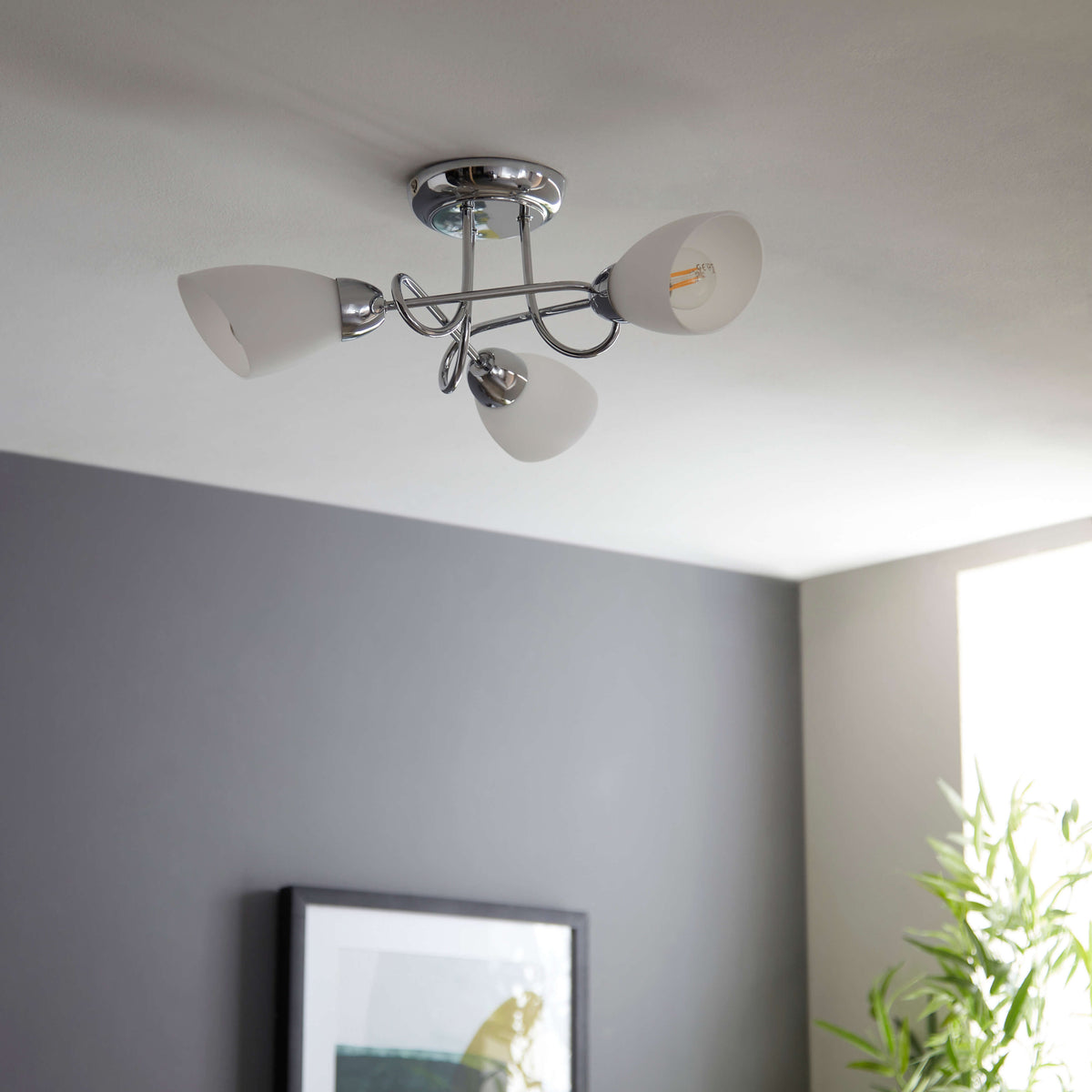 Pagazzi Jaco 3 Light Polished Chrome Semi Flush Ceiling Light