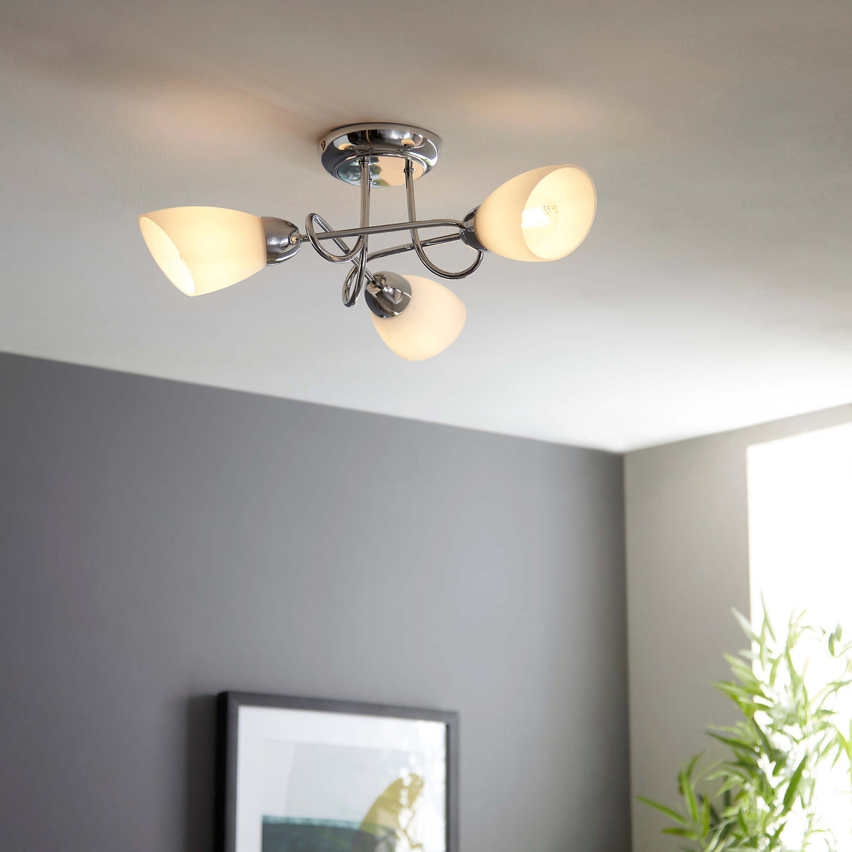 Pagazzi Jaco 3 Light Polished Chrome Semi Flush Ceiling Light