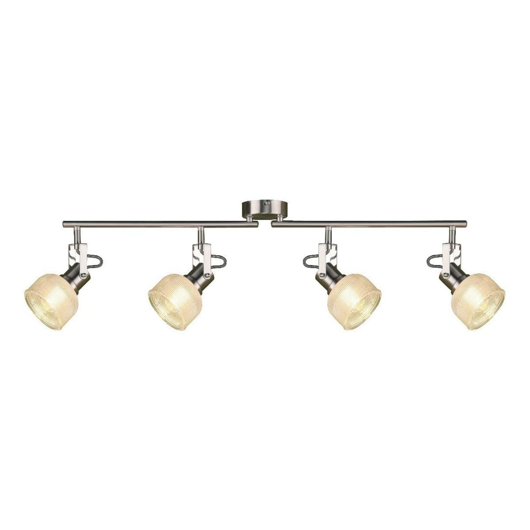 Pagazzi Jaron 4 Light Polished Chrome Glass Spotlight Ceiling Bar