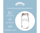 Kilner Clip Top Round Jar, 3 Litre