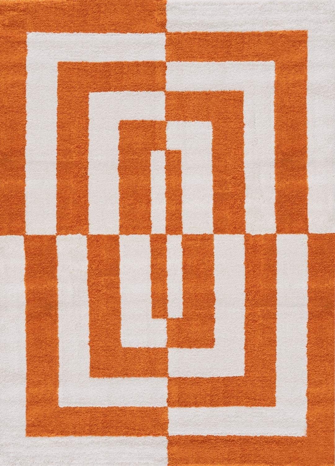 The Rugs Joli Geometric Orange & White Rug