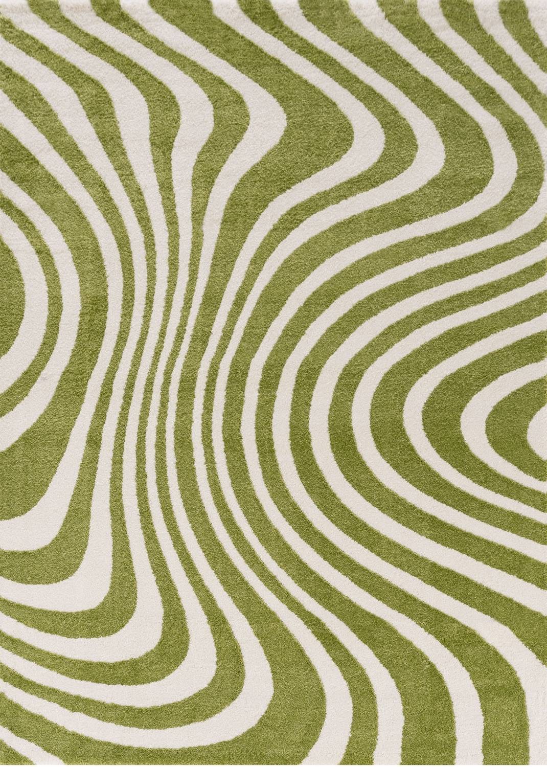 The Rugs Joli Striped Green White Rug