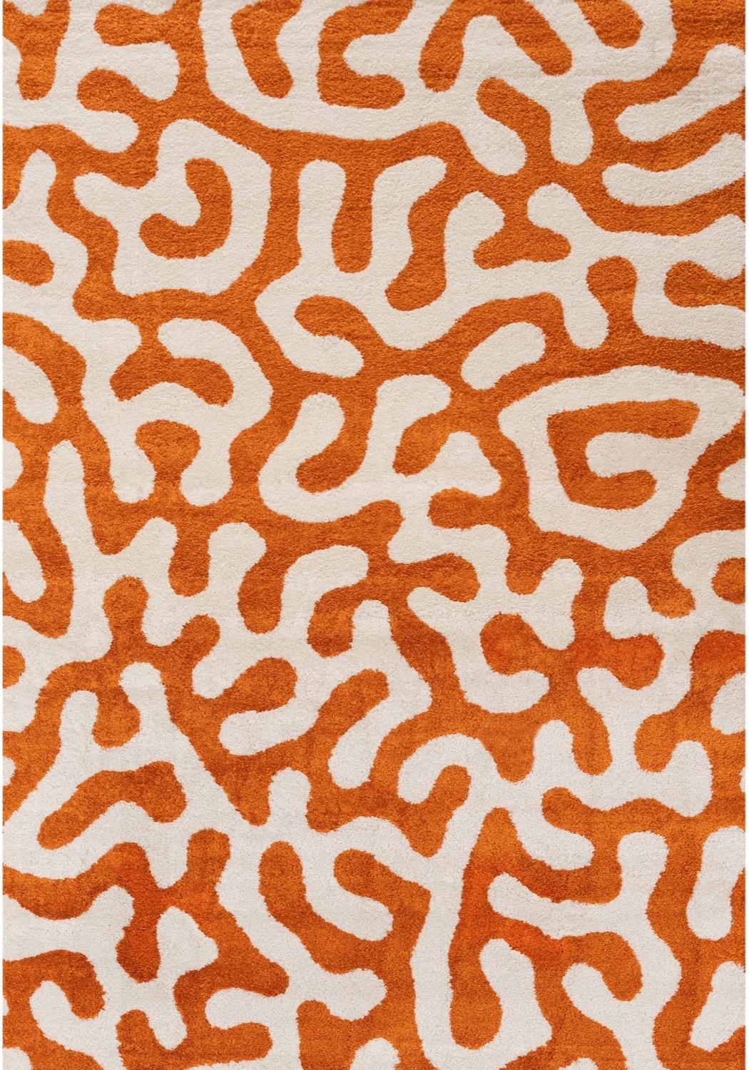 The Rugs Joli Doodle Orange White Rug