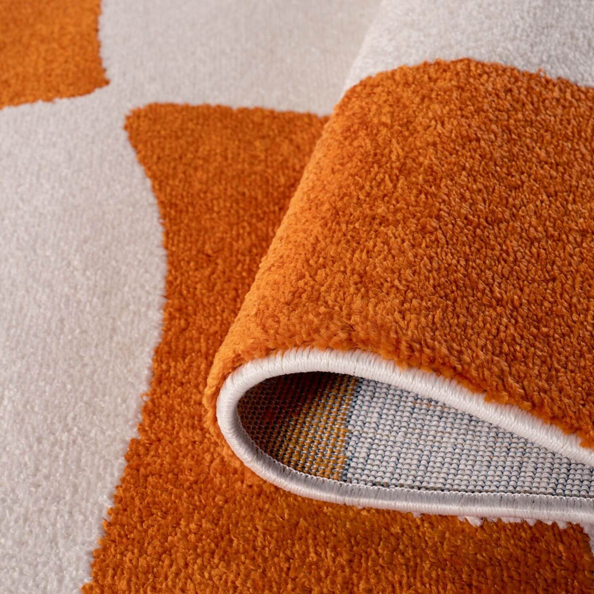 The Rugs Joli Checkered Orange White Rug