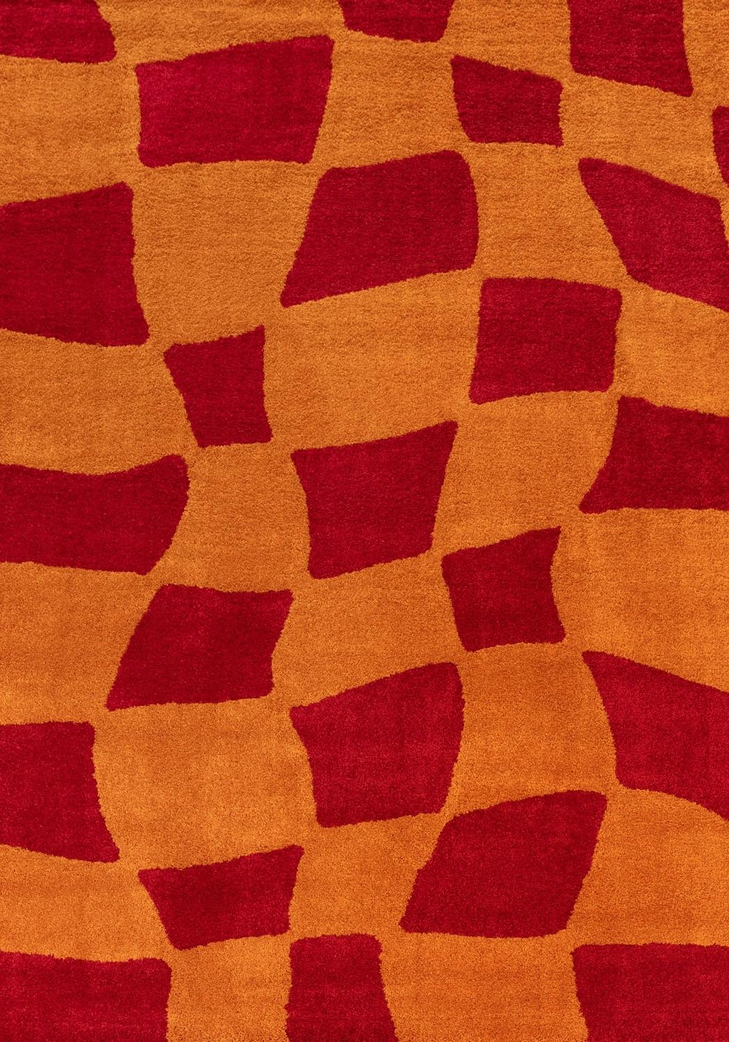 The Rugs Joli Checkered Red Orange Rug