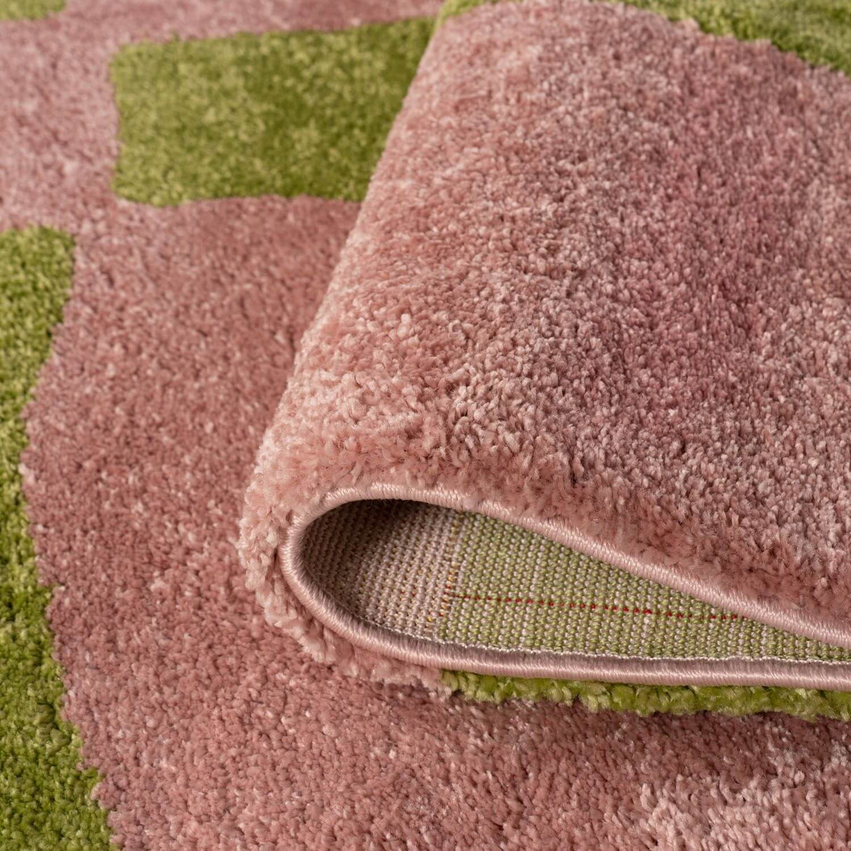 The Rugs Joli Checkered Green Pink Rug