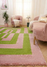 The Rugs Joli Geometric Green & Pink Rug