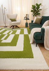 The Rugs Joli Geometric Green & White Rug