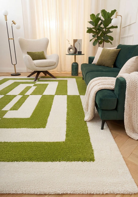 The Rugs Joli Geometric Green & White Rug
