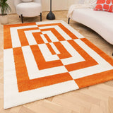 The Rugs Joli Geometric Orange & White Rug