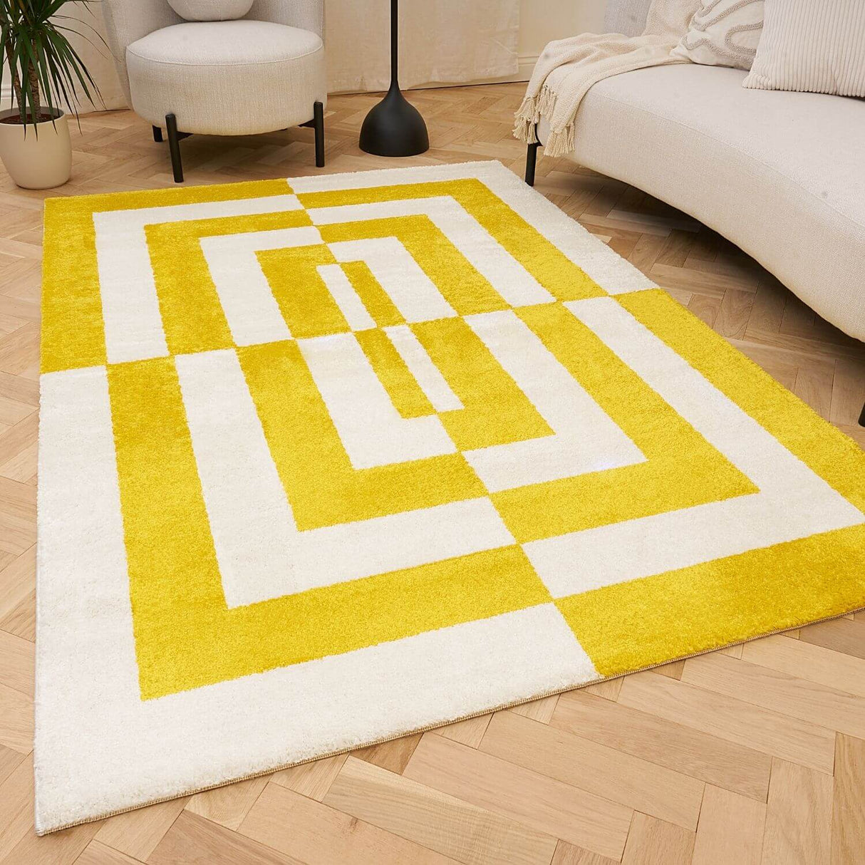 The Rugs Joli Geometric Yellow White Rug
