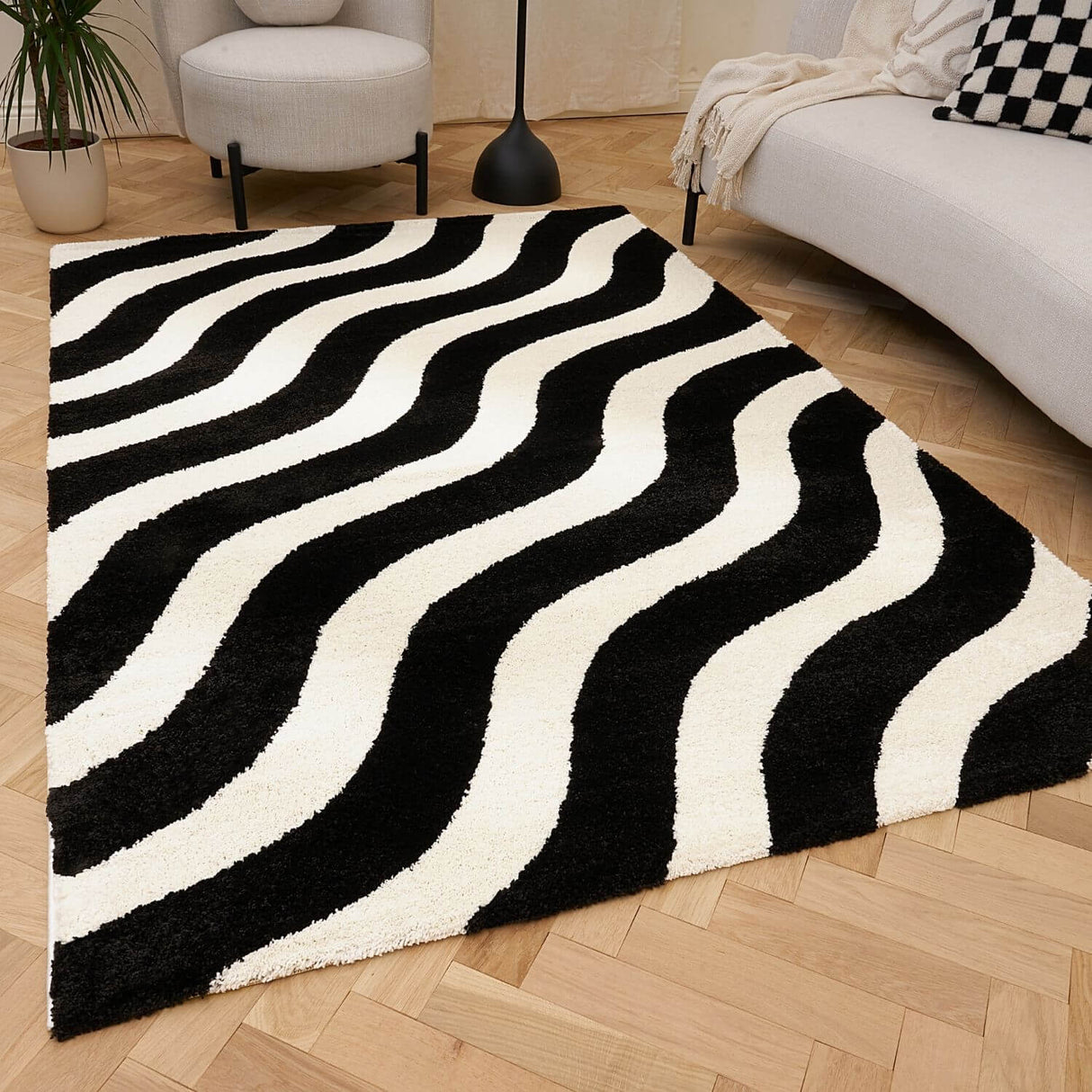 The Rugs Joli Wave Black & White Rug